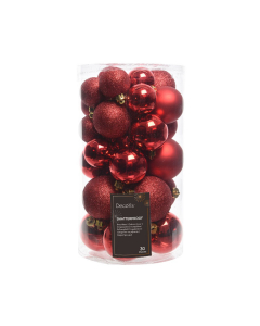 Set 30 palline di Natale 4/5/6cm-Rosso - palline