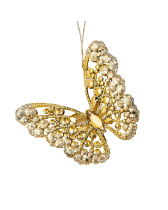 Farfalla decorativa con strass e glitter oro
