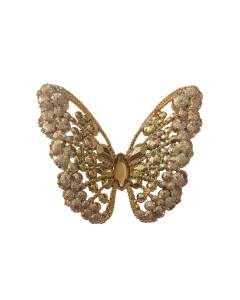 Farfalla decorativa con strass e glitter oro