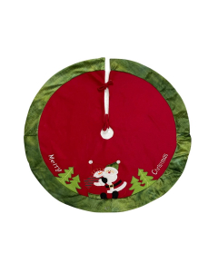Copribase Santa in stoffa rossa Ø90 cm per albero di Natale