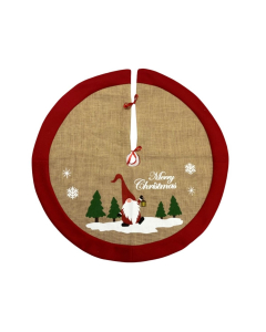 Copribase gnomo Merry Christmas in juta Ø90 cm per albero di Natale