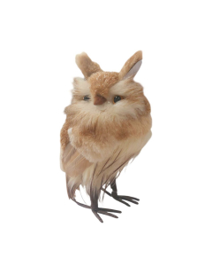 Decorazione natalizia Gufo in pelliccia e piume nocciola