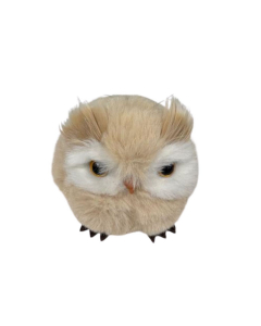 Gufo decorativo in pelliccia e piume Occhi aperti