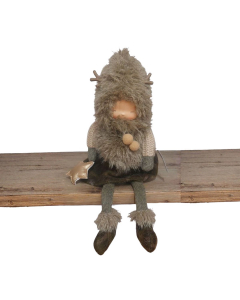 Decorazione natalizia bimba Cappuccio di renna in tessuto verde/marrone