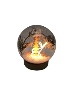Sfera natalizia LED pini e renne Bianco caldo