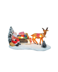 Babbo con slitta e luce led Villaggio di Natale