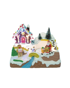 Villaggio di Natale gingerbread con led e musica
