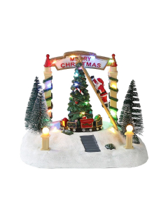 Scena alberi con Babbo Villaggio di Natale