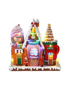 Negozio di dolci con led e movimento Villaggio di Natale