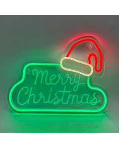 Scritta Neon Merry Christmas con cappello USB