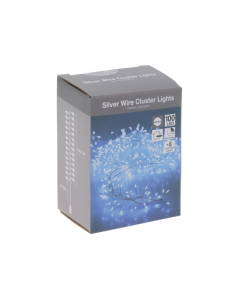 Catena Luci Cluster 100 Micro LED bianco freddo filo metallico