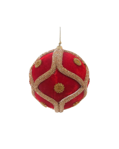 Sfera appendibile a rombi in velluto rosso