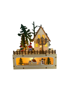 Scena natalizia Città in legno con LED