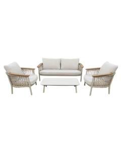 Salotto da giardino Kevin in alluminio crema 4 posti