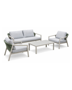 Salotto da giardino Raja crema con corda verde 4 posti 