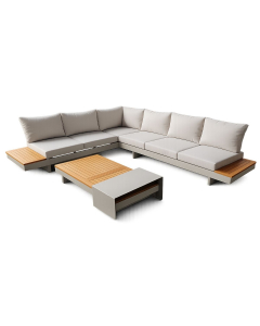 Salotto da giardino angolare Sharm alluminio crema 5 posti 