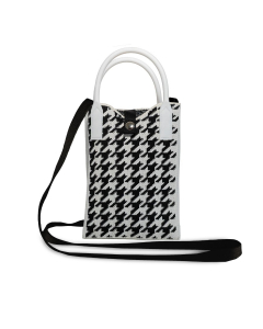 Portacellulare a maglia pied de poule – Bianco e Nero 