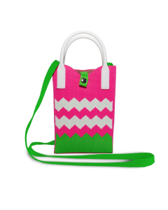 Portacellulare a maglia zig zag – Multicolor Fucsia e Verde