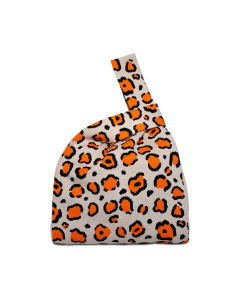 Borsa a nodo giapponese Animalier – leopardata Arancione e Panna