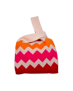Borsa a nodo giapponese in maglia – motivo zig zag Multicolor