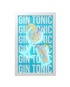 Cornice luminosa neon LED "Gin Tonic" – Quadro Pop Art 30x50 cm