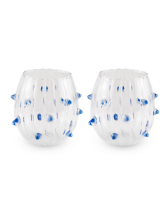 Set 2 Bicchieri acqua in vetro – Decoro "Spine" Azzurre 
