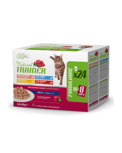 Natural Trainer Adult Gatto Multipack 24x85g – Bocconcini in Salsa Mix Gusti