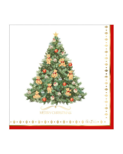 Tovaglioli 3 veli Christmas Teddy - 16 pezzi, 33 x 33 cm