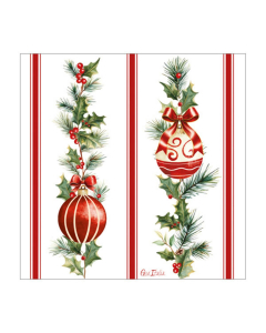 Tovaglioli 3 veli Stripes and Christmas - 16 pezzi, 33 x 33 cm