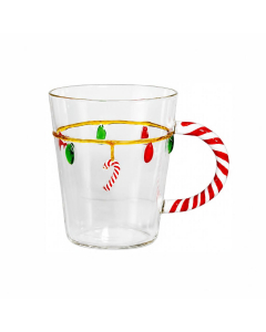 Tazza natalizia con manico in vetro borosilicato 425 ml