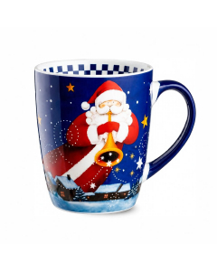 Mug natalizia Babbo Natale blu in porcellana 430 ml