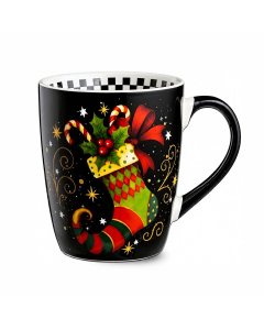 Mug natalizia Calza nera in porcellana 430 ml