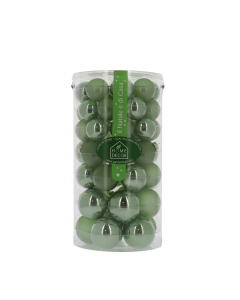 Tubo da 48 sfere in vetro verde salvia da 5, 6 e 7 cm