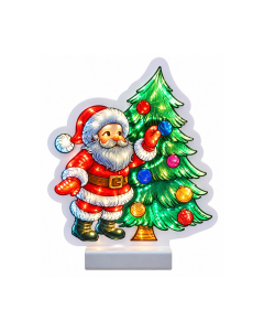 Babbo Natale con albero luminoso effetto infinity H 22 cm