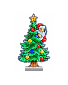 Babbo Natale con albero luminoso effetto infinity H 66 cm