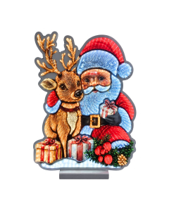 Babbo Natale con renna luminoso effetto infinity H 60 cm