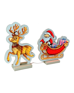 Slitta con Babbo Natale e renne infinity 52 x H 30 cm