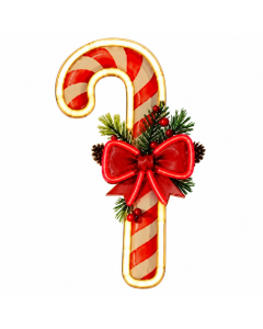 Candy Cane luminoso LED con fiocco H 37,5 cm