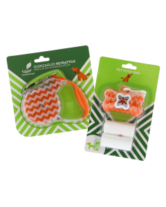 Set guinzaglio + dispenser sacchettini per cani