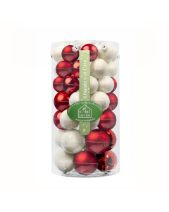 Palline rosse e bianche per albero di Natale 48 pz Inge