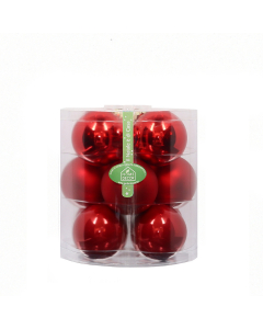 Palline di natale rosse di vetro inge set 12 pz 8 cm