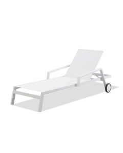 Lettino prendisole mikonos con ruote alluminio bianco e texture grigio