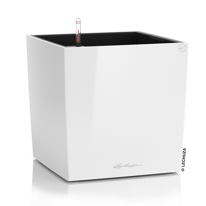 Vaso TUBUS SLIM + deposito bianco lucido 25cm