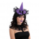 Cerchietto con cappellino in raso con fiocco e pizzo