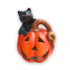 Zucca Hallowen con gattino H19,5 cm