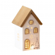 Casetta natalizia in porcellana bianca e legno a LED 16 cm