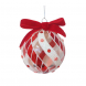 Sfera di Natale Twist in vetro trasparente, bianco e rosso-10 cm