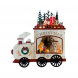 Locomotiva natalizia in legno con scena di città e LED