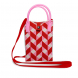 Portacellulare a maglia con trama geometrica 3D – Rosso e Rosa