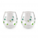 Set 2 Bicchieri acqua in vetro – Decorazione macchie verdi
